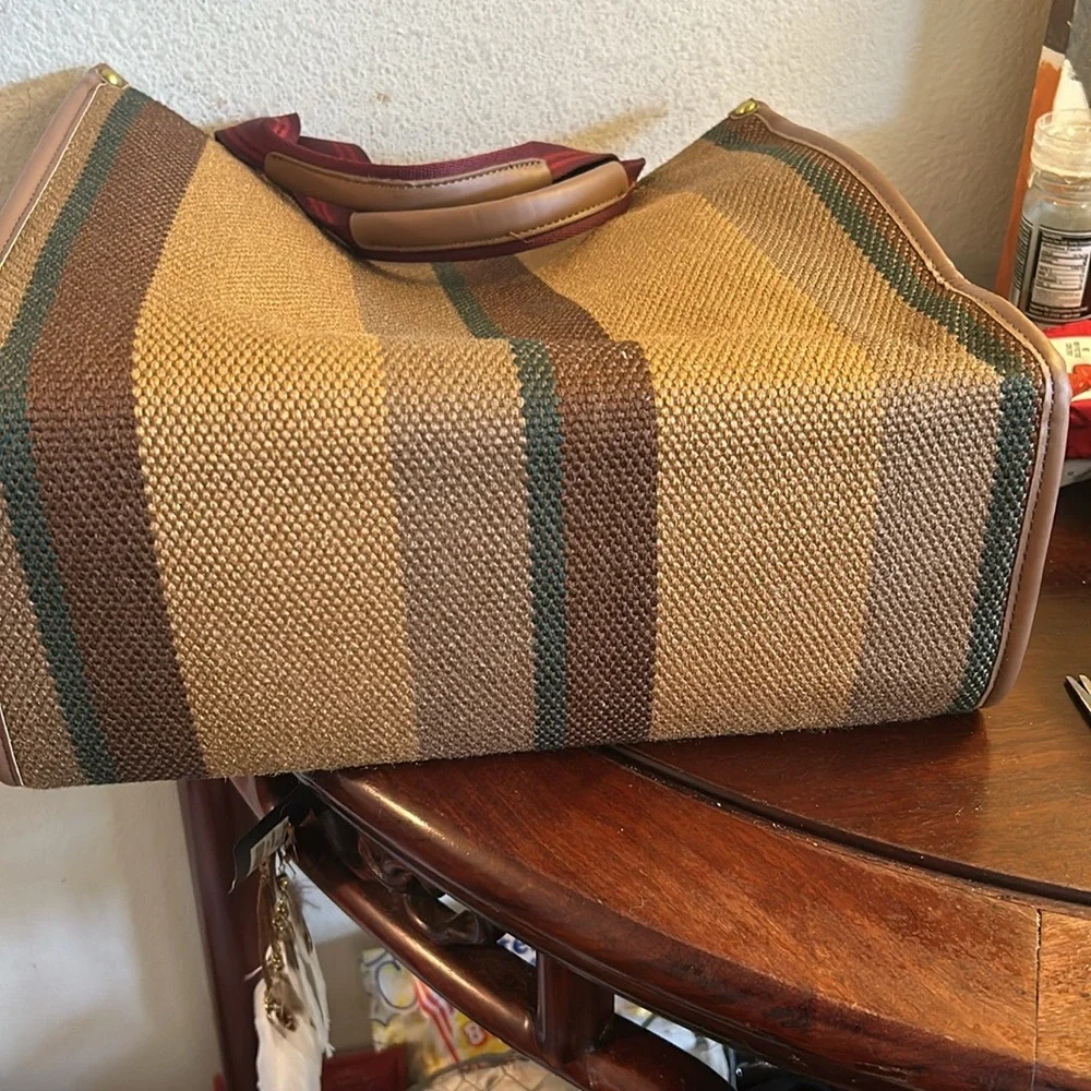 Striped Brown and Tan Tote Bag - Picture 6 of 8